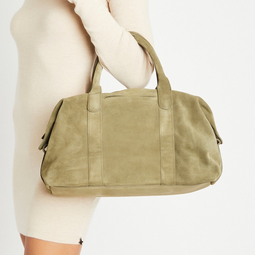 M.I.L.A. Ria Olive Green Suede Duffel Bag - Picture 3 of 16